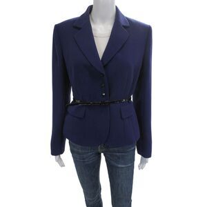 Tahari Levine Women Dark Blue Polyester Classic Blazer Long Sleeve Size 8